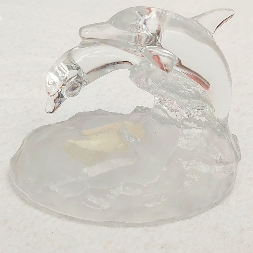 Crystal Dolphins in the wave figurine NWOT